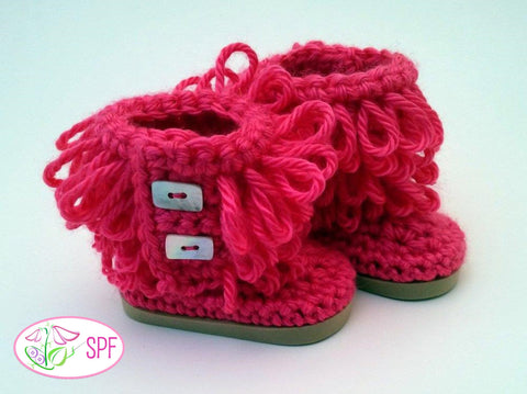 Sweet Pea Fashions Crochet Loop Stitch Crocheted Boots 18" Doll Shoes Pixie Faire