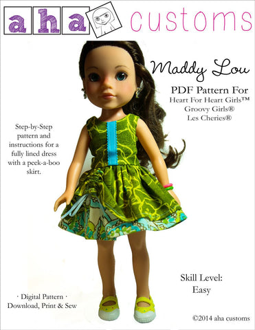 Aha Customs H4H/Les Cheries Maddy Lou Dress Pattern for Les Cheries and Hearts for Hearts Girls Dolls Pixie Faire