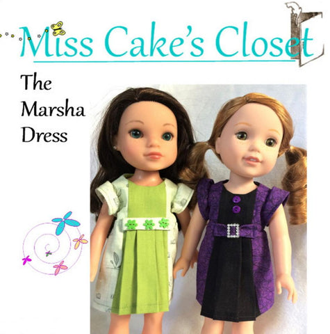 Miss Cake's Closet WellieWishers The Marsha Dress 14-15" Doll Clothes Pattern Pixie Faire
