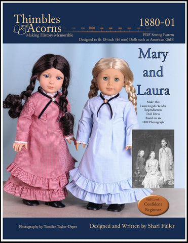 Thimbles and Acorns 18 Inch Historical 1880 Mary and Laura 18" Doll Clothes Pattern Pixie Faire