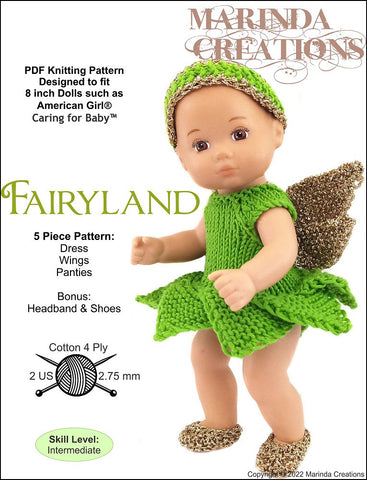 Marinda Creations 8" Baby Dolls Fairyland 8" Baby Doll Clothes Knitting Pattern Pixie Faire