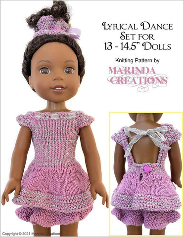 Marinda Creations WellieWishers Lyrical Dance 13-14.5" Doll Clothes Knitting Pattern Pixie Faire