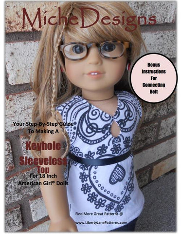 Miche Designs 18 Inch Modern Keyhole Sleeveless Top 18" Doll Clothes Pattern Pixie Faire