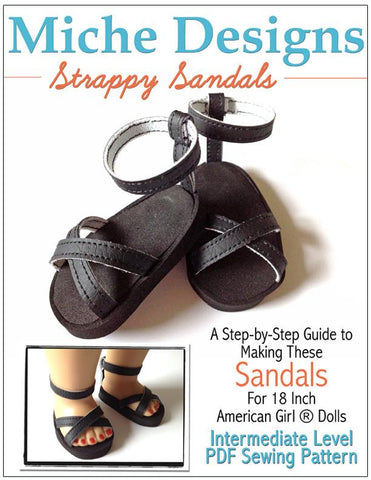 Miche Designs Shoes Strappy Sandals 18" Doll Shoe Pattern Pixie Faire