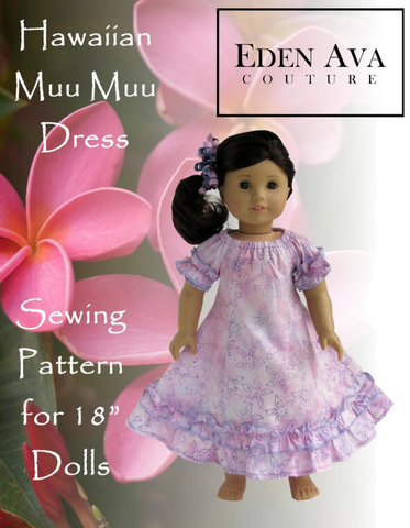 Eden Ava 18 Inch Modern Hawaiian Muu Muu Dress 18" Doll Clothes Pattern Pixie Faire