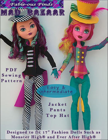 Fable-ous Finds Monster High Mad Bazaar Jacket, Pants, and Top Hat Pattern for 17" Monster High Dolls Pixie Faire