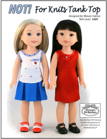 Forever 18 Inches WellieWishers NOT! For Knits Tank Top 14.5" Doll Clothes Pattern Pixie Faire