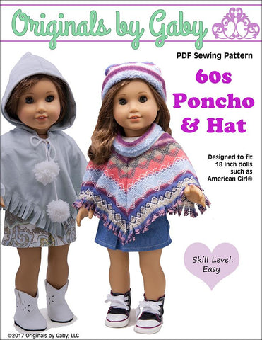 Originals by Gaby 18 Inch Historical 60's Poncho & Hat 18" Doll Clothes Pixie Faire
