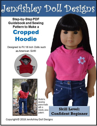 Jen Ashley Doll Designs 18 Inch Modern Outdoor Concert Cropped Hoodie 18" Doll Clothes Pattern Pixie Faire