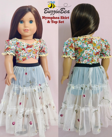 BuzzinBea 18 Inch Modern Nymphea Skirt & Top Set 18" Doll Clothes Pattern Pixie Faire