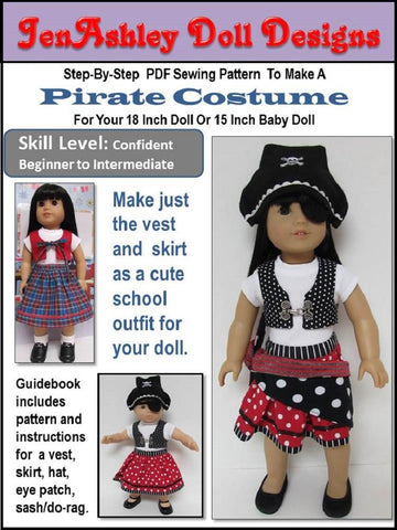 Jen Ashley Doll Designs 18 Inch Modern Pirate  Costume 18" Doll Clothes Pixie Faire