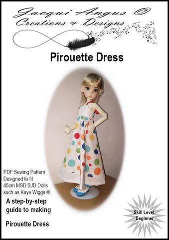 Jacqui Angus Creations & Designs BJD Pirouette Dress Pattern for MSD Ball Jointed Dolls Pixie Faire