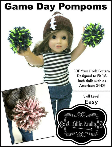 A Little Knitty 18 Inch Modern FREE Game Day Pompoms 18" Doll Accessories Pixie Faire