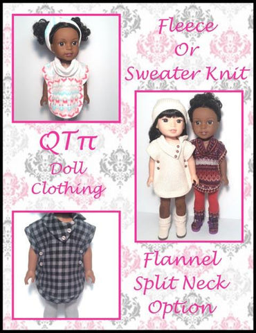 QTπ Doll Clothing WellieWishers Poncho 14.5" Doll Clothes Pattern Pixie Faire