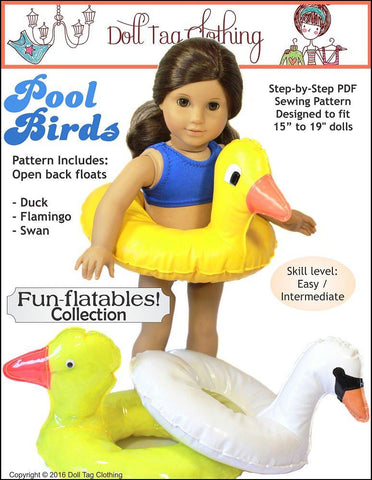 Doll Tag Clothing 18 Inch Modern Fun-flatable Pool Birds 18" Doll Accessories Pixie Faire