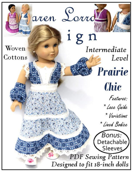 Prairie Chic Doll Clothes Pattern for 18 Dolls such as American Girl®