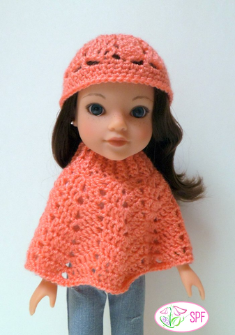 Sweet Pea Fashions WellieWishers Ribbed Neck Ripple Poncho and Hat Crochet Pattern for 14-14.5" Dolls Pixie Faire
