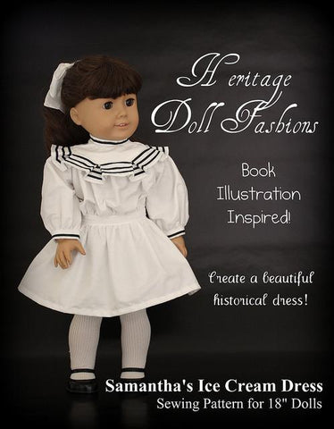 Heritage Doll Fashions 18 Inch Historical 1904 Ice Cream Dress 18" Doll Clothes Pattern Pixie Faire