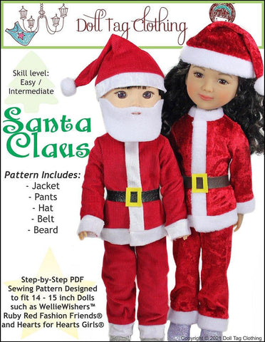 Doll Tag Clothing Ruby Red Fashion Friends Santa Claus 14-15" Doll Clothes Pattern Pixie Faire