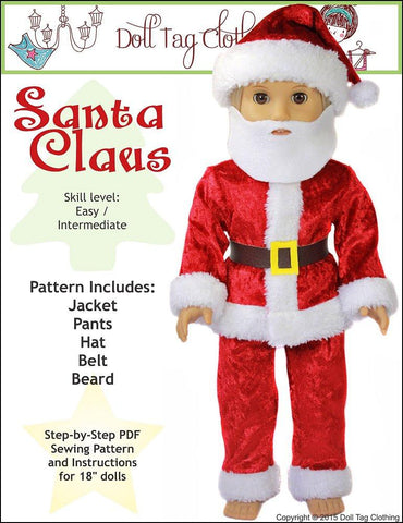 Doll Tag Clothing 18 Inch Modern Santa Claus 18" Doll Clothes Pattern Pixie Faire