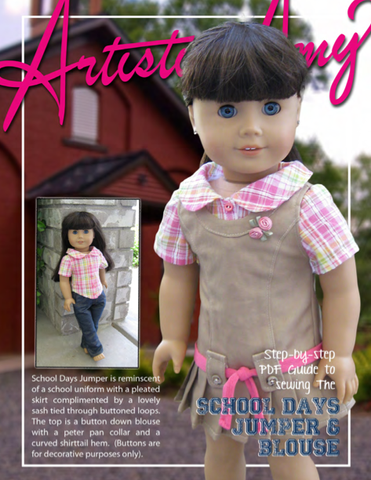 Artistic Amy 18 Inch Modern School Days Jumper and Blouse 18" Doll Clothes Pattern Pixie Faire
