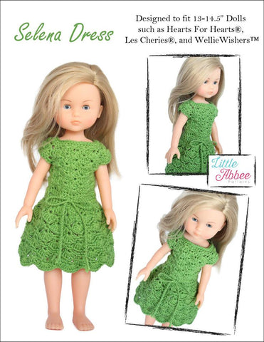 Little Abbee WellieWishers Selena Dress Crochet Pattern for 13-14.5" Dolls Pixie Faire