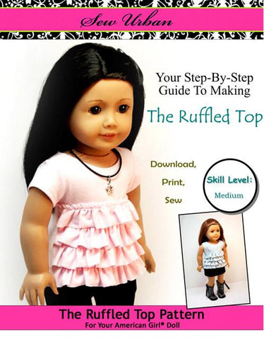 Sew Urban 18 Inch Modern Ruffled Top 18" Doll Clothes Pattern Pixie Faire