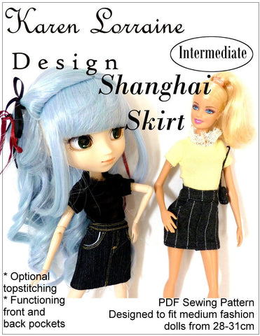 Karen Lorraine Design Barbie Shanghai Skirt Pattern for 9 -11-1/2" Fashion Dolls Pixie Faire