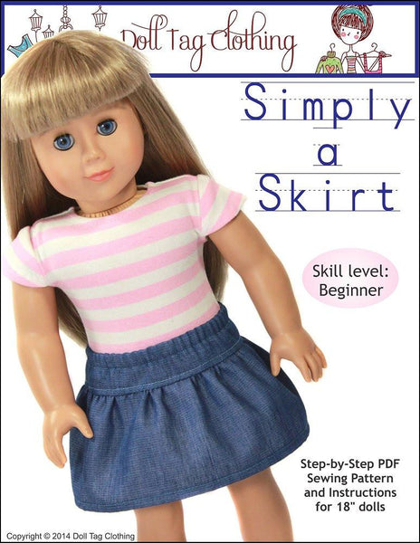 Simply A Skirt 18 Inch Doll Clothes Pattern PDF Download