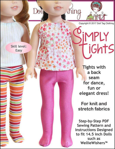 Doll Tag Clothing WellieWishers Simply Tights 14.5" Doll Clothes Pattern Pixie Faire