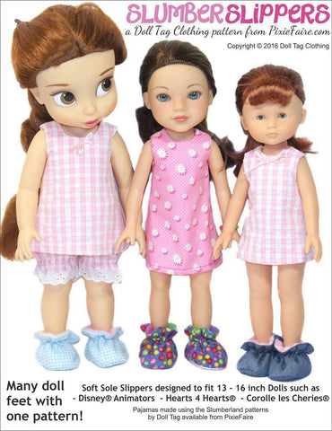 Doll Tag Clothing Shoes Slumber Slippers For 13 to 16 inch Dolls Pixie Faire