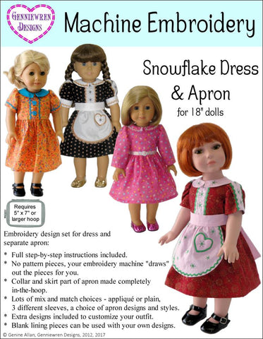 Genniewren Machine Embroidery Design Snowflake Dress & Apron Machine Embroidery Design Pixie Faire