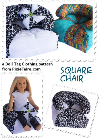 Doll Tag Clothing 18 Inch Modern Square Chair for 18" Dolls Pixie Faire