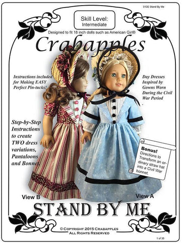 Crabapples 18 Inch Historical Stand By Me 18" Doll Clothes Pattern Pixie Faire