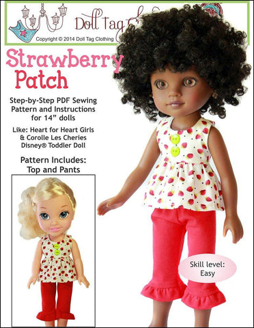 Doll Tag Clothing H4H/Les Cheries Strawberry Patch Top and Pants Pattern for Les Cheries and Hearts for Hearts Girls Dolls Pixie Faire