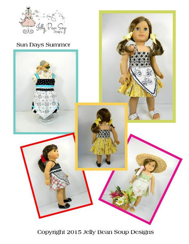 Jelly Bean Soup Designs 18 Inch Modern Sun Days Summer 18" Doll Clothes Pattern Pixie Faire