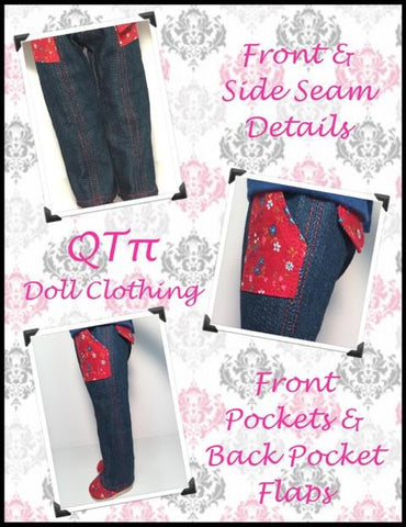 QTπ Doll Clothing WellieWishers Skinny Utility Pants 14.5" Doll Clothes Pattern Pixie Faire