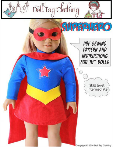 Doll Tag Clothing 18 Inch Modern Superhero Outfit 18" Doll Clothes Pattern Pixie Faire