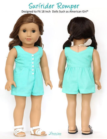 Liberty Jane 18 Inch Modern Surfrider Sundress and Romper 18” Doll Clothes Pattern Pixie Faire