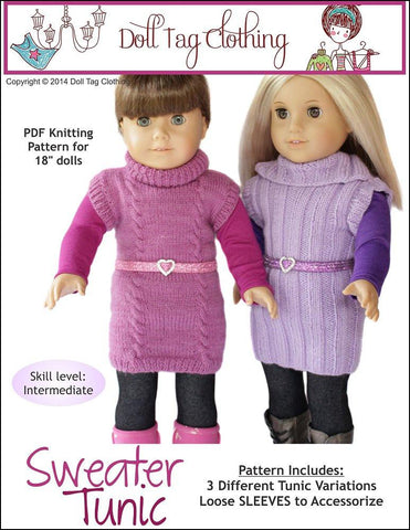 Doll Tag Clothing Knitting Sweater Tunic Knitting Pattern Pixie Faire
