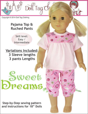 Doll Tag Clothing 18 Inch Modern Sweet Dreams PJ Bundle 18" Doll Clothes Pattern Pixie Faire