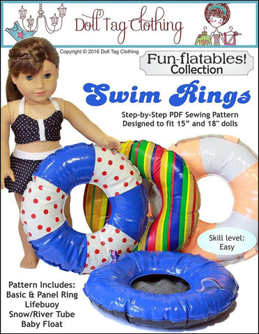 Doll Tag Clothing 18 Inch Modern Swim Rings 18" Doll Accessories Pixie Faire