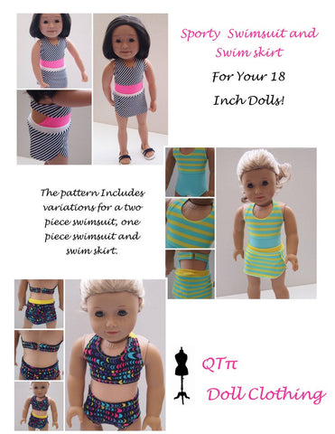 QTπ Doll Clothing 18 Inch Modern Summer Fun Sporty Swimsuit 18" Doll Clothes Pixie Faire