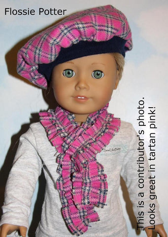 Flossie Potter 18 Inch Historical Tam Cap & Ruffled Scarf 18" Doll Clothes Pixie Faire