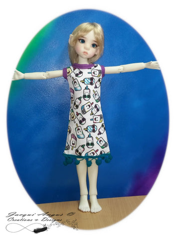 Jacqui Angus Creations & Designs BJD Teardrop Dress and Headband Pattern for MSD Ball Jointed Dolls Pixie Faire
