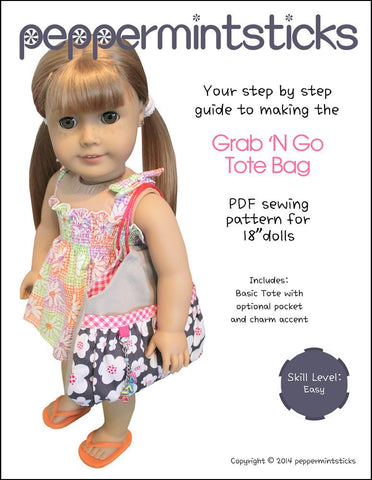 Peppermintsticks 18 Inch Modern Grab 'N Go Tote Bag 18" Doll Accessories Pixie Faire