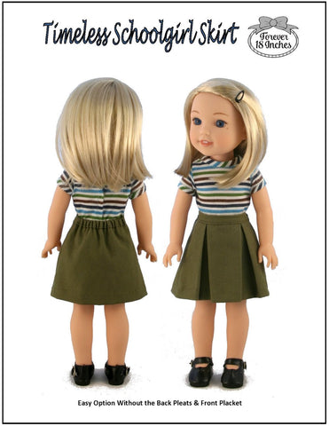 Forever 18 Inches WellieWishers Timeless Schoolgirl Skirt 13-14.5" Doll Clothes Pattern Pixie Faire