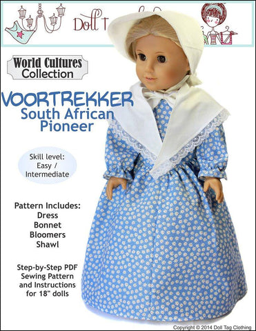 Doll Tag Clothing 18 Inch Historical Voortrekker 18" Doll Clothes Pattern Pixie Faire