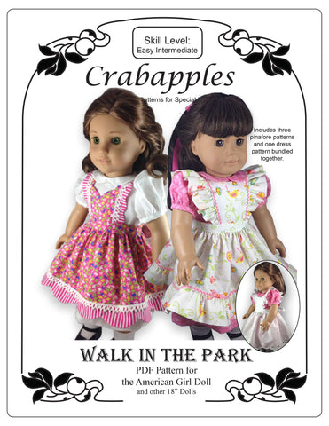 Crabapples 18 Inch Historical Walk In The Park 18" Doll Clothes Pattern Pixie Faire