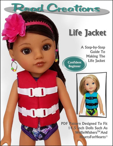 Read Creations WellieWishers Life Jacket 14-14.5" Doll Clothes Pattern Pixie Faire